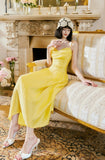 Ndyad Butter Yellow Spaghetti Strap A-Line Birthday Dress Elegant Backless Party Dress HZ1024