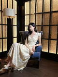 Ndyad Butterfly Embroidery Dress French Summer Vacation Waist Gentle Dress HZ1024