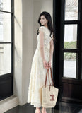 Ndyad Butterfly Embroidery Dress French Summer Vacation Waist Gentle Dress HZ1024