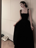 Ndyad Hepburn style black velvet suspender dress HZ1024
