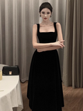 Ndyad Hepburn style black velvet suspender dress HZ1024