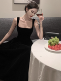 Ndyad Hepburn style black velvet suspender dress HZ1024