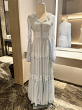 Ndyad Palace Style Lace Chiffon Prom Dresses Fairytale Birthday Evening Gowns HZ1024
