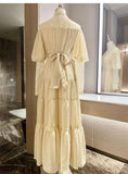 Ndyad Palace Style Lace Chiffon Prom Dresses Fairytale Birthday Evening Gowns HZ1024