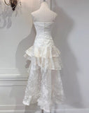 Ndyad Light Apricot Spaghetti Strap Chiffon Ruffle Hi-Lo Birthday Party Dress HZ1024
