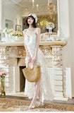Ndyad Light Apricot Spaghetti Strap Chiffon Ruffle Hi-Lo Birthday Party Dress HZ1024