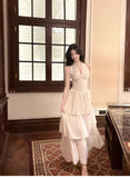 Ndyad Halter Neck Chiffon Layered A-Line White Party Dress HZ1024