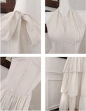 Ndyad Halter Neck Chiffon Layered A-Line White Party Dress HZ1024