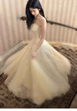 Ndyad Light Apricot Spaghetti Straps Tulle A-Line Birthday Prom Dresses HZ1024