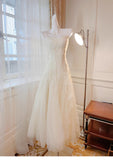 Ndyad Light Apricot Spaghetti Straps Tulle A-Line Birthday Prom Dresses HZ1024