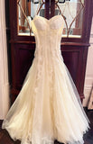 Ndyad Light Apricot Spaghetti Straps Tulle A-Line Birthday Prom Dresses HZ1024