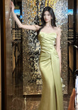Ndyad French Spaghetti Strap Satin Mermaid Evening Gowns HZ1024