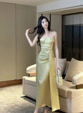 Ndyad French Spaghetti Strap Satin Mermaid Evening Gowns HZ1024