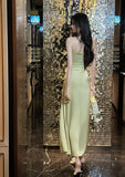 Ndyad French Spaghetti Strap Satin Mermaid Evening Gowns HZ1024