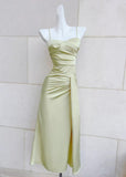 Ndyad French Spaghetti Strap Satin Mermaid Evening Gowns HZ1024
