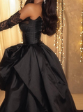 Ndyad Sweetheart Neck A-Line Satin Prom Dresses Formal Evening Dress with Slit HZ1024