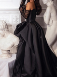 Ndyad Sweetheart Neck A-Line Satin Prom Dresses Formal Evening Dress with Slit HZ1024
