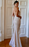 Ndyad Champagne Sheath Spaghetti Straps Mermaid Sequins Long Prom Dress for Party&Special Events HZ1024