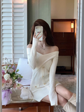 Ndyad style white one-shoulder knitted dress HZ1024