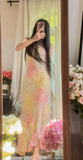 Ndyad Vintage Spaghetti Straps Gradient Chiffon Beading Sheath Prom Dresses HZ1024