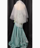 Ndyad Sweetheart Green Long Sleeves Satin Tulle Mermaid Prom Dresses Formal Evening Dresses HZ1024