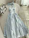 Ndyad Halter Neck A-Line Prom Dresses Simple Birthday Dress HZ1024