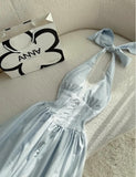 Ndyad Halter Neck A-Line Prom Dresses Simple Birthday Dress HZ1024
