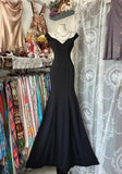 Ndyad Black V-Neck Satin Mermaid Long Prom Dresses Formal Evening Gowns HZ1024