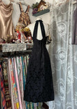 Ndyad Black Halter Neck Jacquard Velvet A-Line Backless Party Dresses HZ1024
