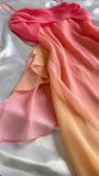 Ndyad Pink Sheath Spaghetti Straps Fairytale Chiffon Long Prom Dresses Vintage Party Dress HZ1024