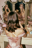 Ndyad Pink Off Shoulder Corset Satin A-Line Long Prom Dresses Fashion Bridesmaid Dresses HZ1024
