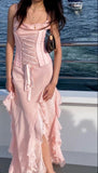 Ndyad Chiffon Spaghetti Straps with Slits Party Dress Beautiful Bridesmaid Dress HZ1024