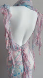 Ndyad Multicolor Chiffon Spaghetti Straps Ruffled Sheath Backless Party Dresses HZ1024
