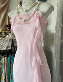 Ndyad Pink Spaghetti Strap Chiffon Sheath Short Party Dresses HZ1024