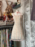 Ndyad Spaghetti Straps Printed Chiffon Pink Sheath Short Party Dresses Homecoming Dresses HZ1024