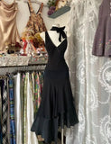 Ndyad Black V-neck Chiffon Short Prom Dresses Simple Party Dresses HZ1024