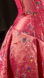 Ndyad Hot Pink Strapless A-Line Homecoming Dress Sweet Chiffon Satin Sequin Hi-lo Short Prom Dresses HZ1024