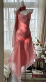 Ndyad Green Spaghetti Straps Vintage Party Dress Sheath Chiffon Beaded Short Prom Dresses HZ1024