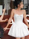 Ndyad Pink Spaghetti Strap A-Line Satin Short Prom Dresses Homecoming Dress HZ1024