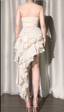 Ndyad Sweetheart Neck A-Line Party Dress Chiffon Ruffle Short Prom Dresses HZ1024