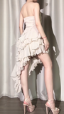 Ndyad Sweetheart Neck A-Line Party Dress Chiffon Ruffle Short Prom Dresses HZ1024