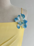Ndyad Butter Yellow Spaghetti Strap Sheath Chiffon Prom Dresses Vintage Evening Gowns HZ1024