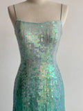 Ndyad Gradient Jade Spaghetti Strap Sheath Sequins Prom Dresses Backless Evening Gowns HZ1024