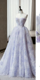 Ndyad Purple Strapless A-Line Tulle Prom Dresses Sweet 16 Evening Gowns HZ1024