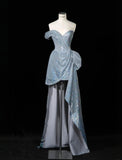Ndyad Silver Sweetheart Neck A-Line Sequins Long Prom Dresses Formal Evening Gowns HZ1024