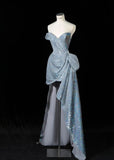Ndyad Silver Sweetheart Neck A-Line Sequins Long Prom Dresses Formal Evening Gowns HZ1024