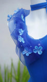 Ndyad Royal Blue Party Dress Chiffon U Neck Bodycon Prom Dresses HZ1024