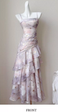 Ndyad Purple Spaghetti Straps A-Line Chiffon Prom Dresses Evening Gowns with Ruffles HZ1024