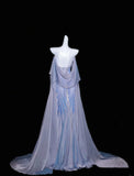 Ndyad Gray Purple Sweetheart Mermaid Satin Mask Prom Dresses Formal Evening Gowns HZ1024