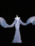 Ndyad Gray Purple Sweetheart Mermaid Satin Mask Prom Dresses Formal Evening Gowns HZ1024